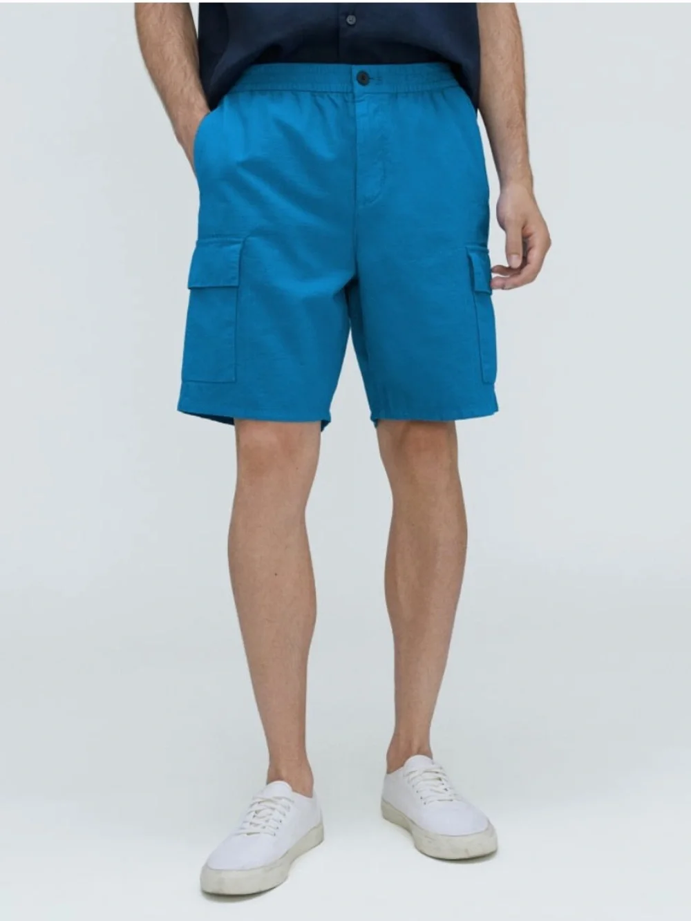 Everlane Shorts XS Cotton Linen Cargo Blue